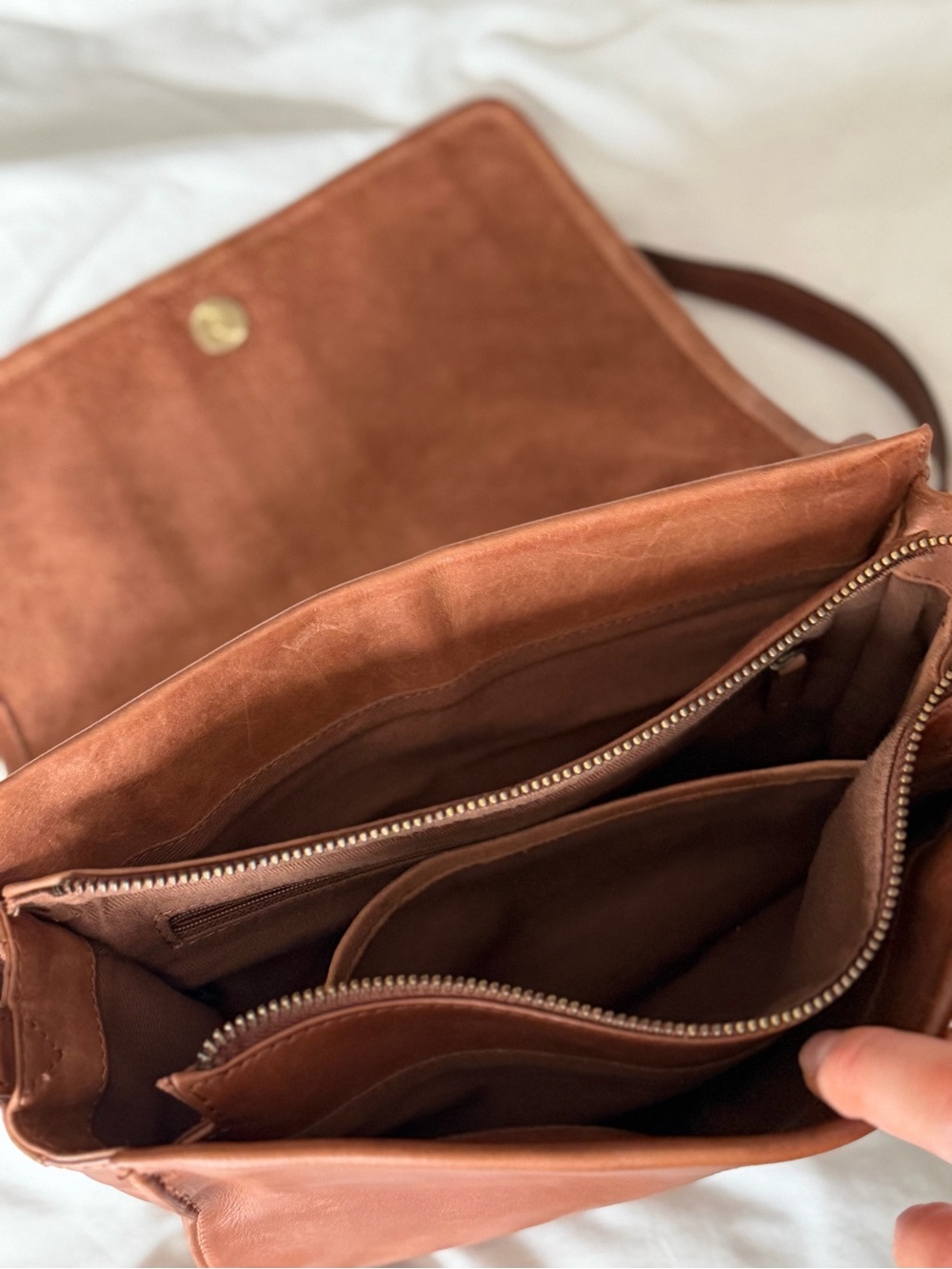 Woven Brown Leather Crossbody Bag - Picture 3 of 3